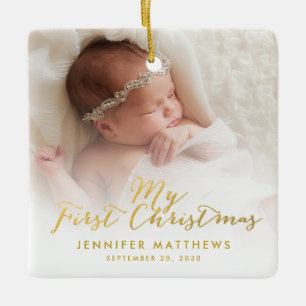Kundenspezifisches Baby-Mädchen-Goldskript-erstes Keramikornament