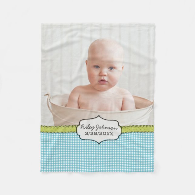 Kundenspezifisches Babyjungen-Fotonamen- und Fleecedecke (Vorderseite)