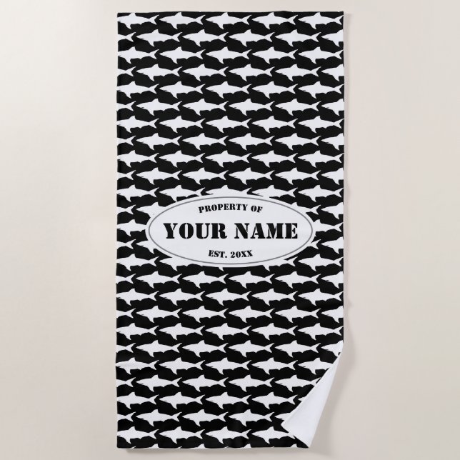 Kundenspezifisches Badetuch mit Haimuster (Vorderseite)