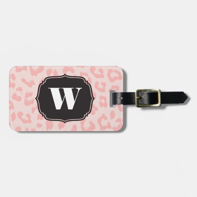 Kundenspezifisches blasses - rosa Leopard-Druck Gepäckanhänger (Vorderseite horizontal)
