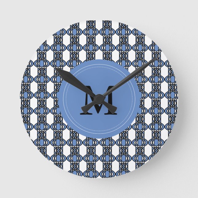Kundenspezifisches blaues abstraktes runde wanduhr (Vorderseite)