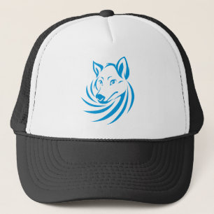 Kundenspezifisches blaues Wolf-Logo Truckerkappe