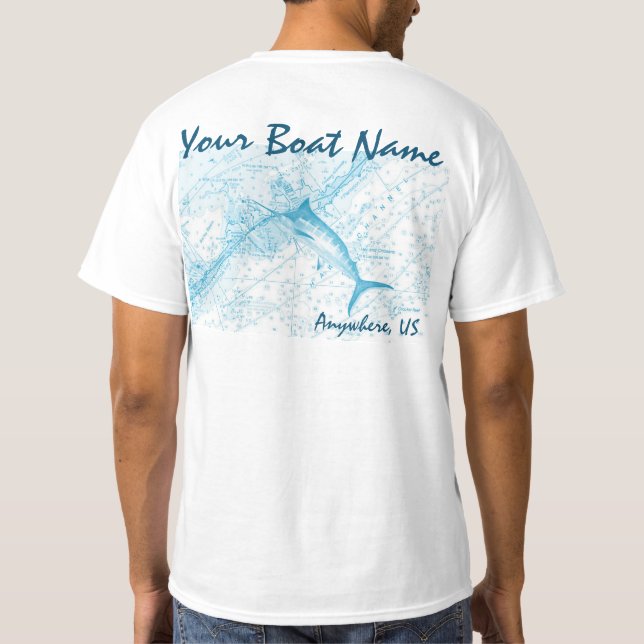 Kundenspezifisches Boots-Namen-Speerfisch-Shirt T-Shirt (Rückseite)