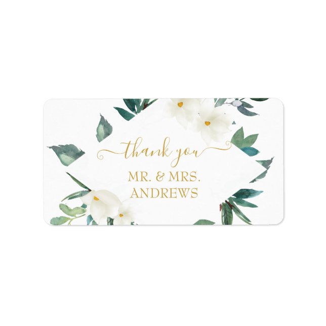 Kundenspezifisches "Danke!", blumenreich, schön Adressaufkleber (Vorne)