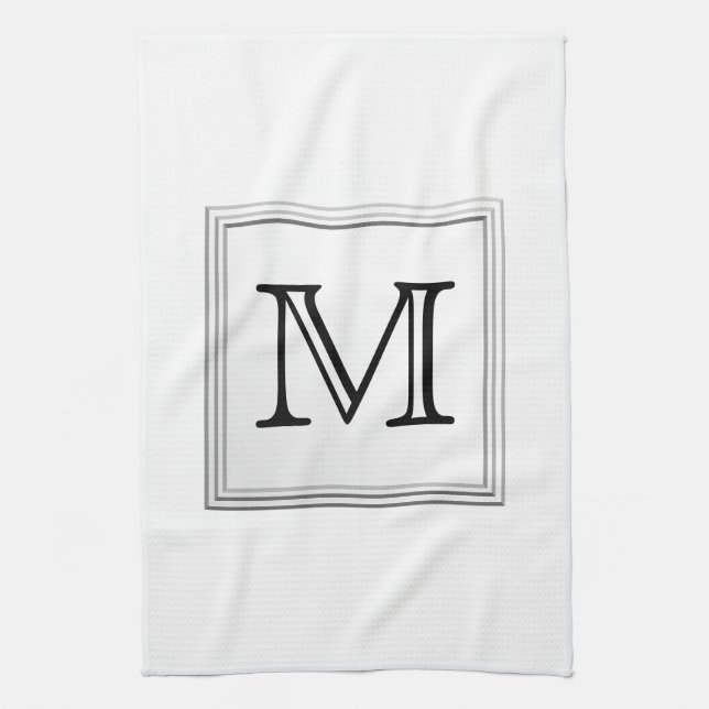Kundenspezifisches Druckmonogramm. Schwarzweiss. Küchentuch (Vertikal)