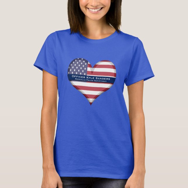 Kundenspezifisches dünnes Blue Line-Herz T-Shirt (Vorderseite)