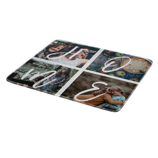 Kundenspezifisches Familien-Foto-Collagen-Andenken Schneidebrett (Ecke)