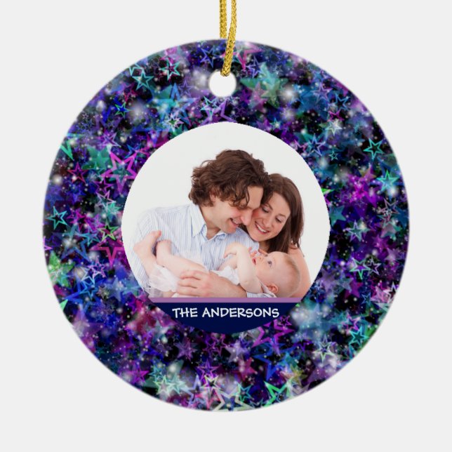 Kundenspezifisches Familien-Foto Keramik Ornament (Vorne)