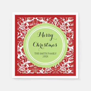 Kundenspezifisches Familien-Weihnachtsrote Serviette