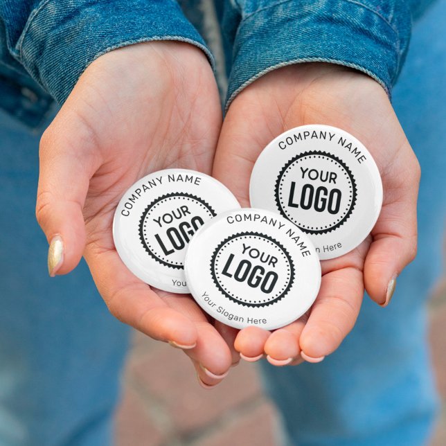 Kundenspezifisches Firmenlogo und Slogan mit Werbe Button (Von Creator hochgeladen)