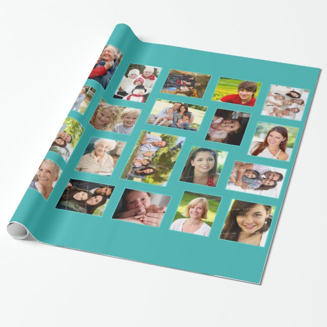 Kundenspezifisches Foto-aquamarines Geschenkpapier (Ungerollt)