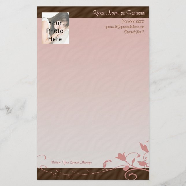 Kundenspezifisches Foto-Briefpapier, rosa Strudel Briefpapier (Vorderseite)