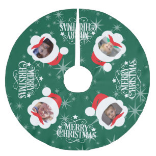 Kundenspezifisches Foto Frohe Weihnachtsbrushed Po Polyester Weihnachtsbaumdecke
