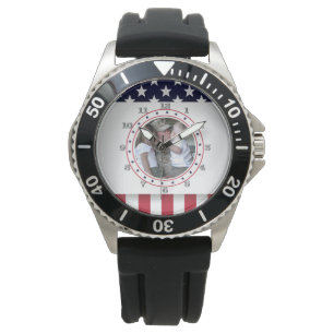 Kundenspezifisches Foto-Militärfamilie USA-Flagge Armbanduhr