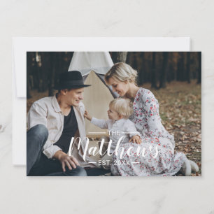 Kundenspezifisches Foto mit Familienname und fests Feiertagskarte