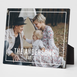 Kundenspezifisches Foto mit Familienname und fests Fotoplatte