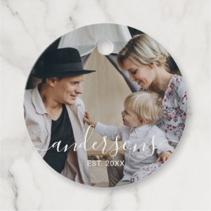 Kundenspezifisches Foto mit Familienname und fests Geschenkanhänger