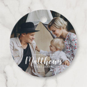 Kundenspezifisches Foto mit Familienname und fests Geschenkanhänger