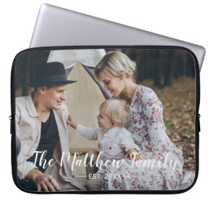 Kundenspezifisches Foto mit Familienname und fests Laptopschutzhülle