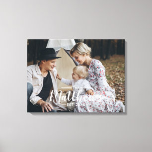 Kundenspezifisches Foto mit Familienname und fests Leinwanddruck