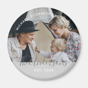 Kundenspezifisches Foto mit Familienname und fests Magnet