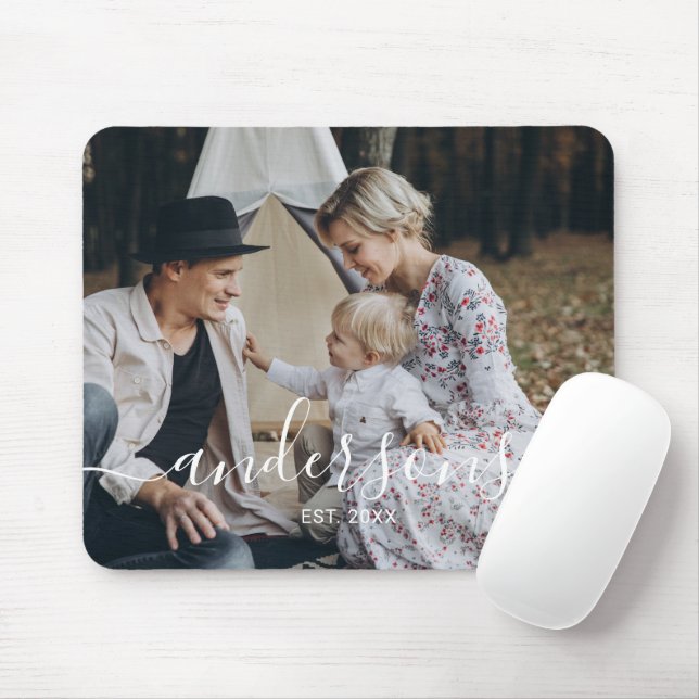 Kundenspezifisches Foto mit Familienname und fests Mousepad (Mit Mouse)