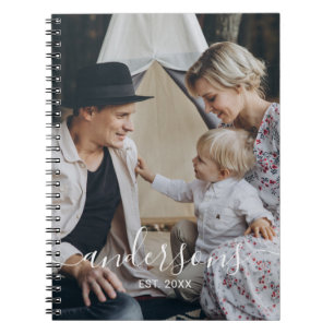 Kundenspezifisches Foto mit Familienname und fests Notizblock