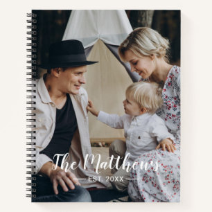 Kundenspezifisches Foto mit Familienname und fests Notizbuch
