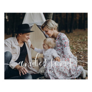 Kundenspezifisches Foto mit Familienname und fests Poster