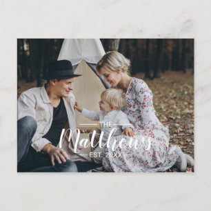 Kundenspezifisches Foto mit Familienname und fests Postkarte