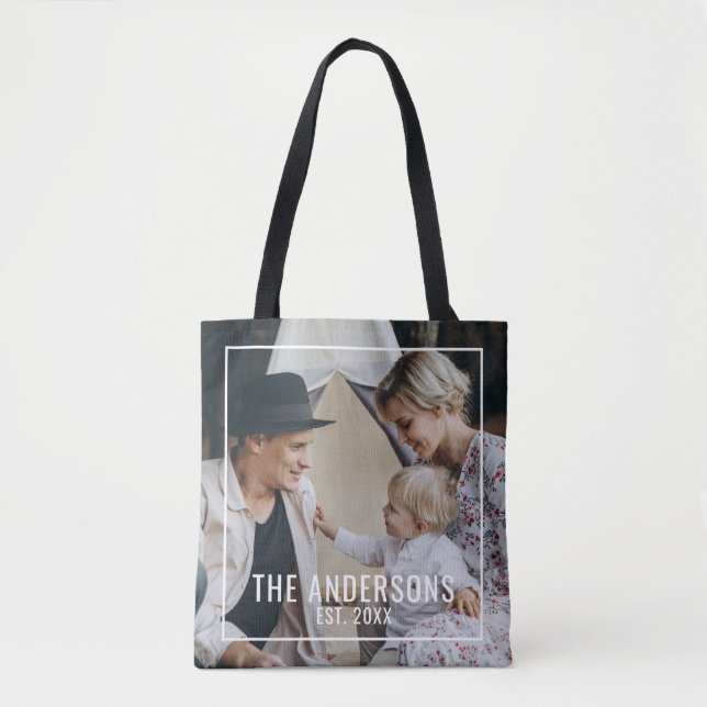 Kundenspezifisches Foto mit Familienname und fests Tasche (Vorderseite)