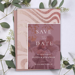 kundenspezifisches Foto Modernes RoseGold Save the Einladung