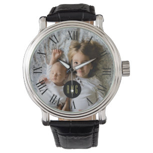 Kundenspezifisches Foto  Monogramm  römische Zahl Armbanduhr