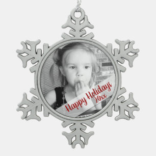 Kundenspezifisches Foto-personalisierte Schneeflocken Zinn-Ornament