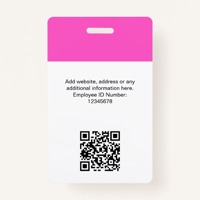 Kundenspezifisches Foto, Qr-Code, Logo, Name Ausweis (Rückseite)