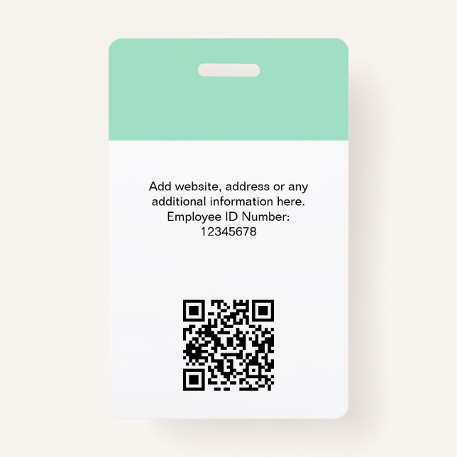 Kundenspezifisches Foto, Qr-Code, Logo, Name Ausweis (Rückseite)