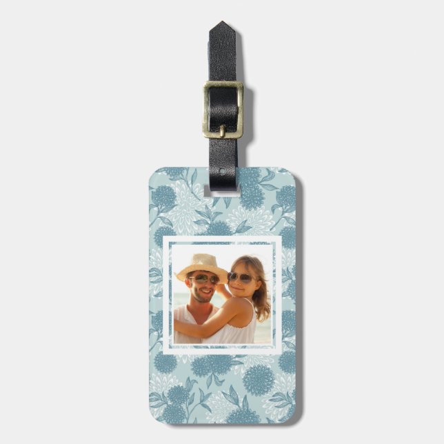 Kundenspezifisches Foto-Retro Blumenmuster 2 2 Gepäckanhänger (Vorderseite vertikal)