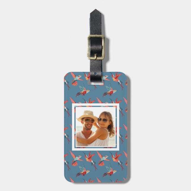 Kundenspezifisches Foto-Retro Kolibri-Muster Gepäckanhänger (Vorderseite vertikal)