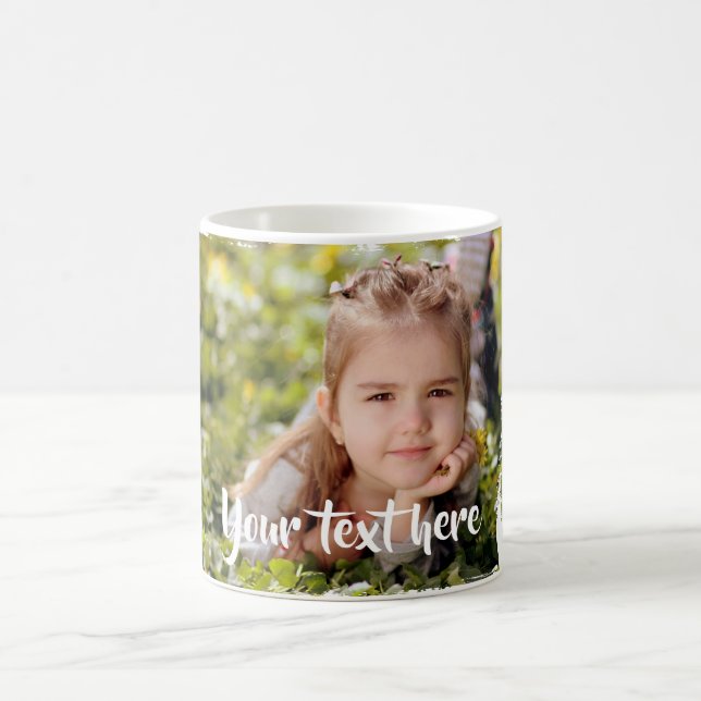 Kundenspezifisches Foto-Text-Rosa-weiße Farbe Kaffeetasse (Mittel)
