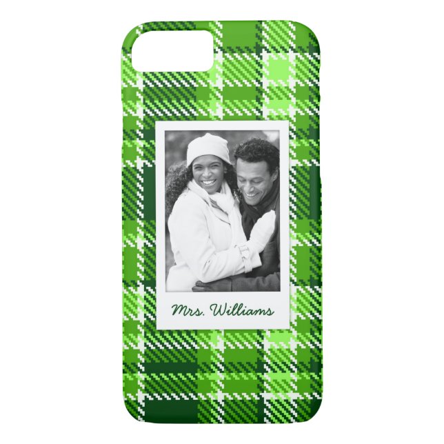 Kundenspezifisches Foto u. Checkered grüne Case-Mate iPhone Hülle (Rückseite)