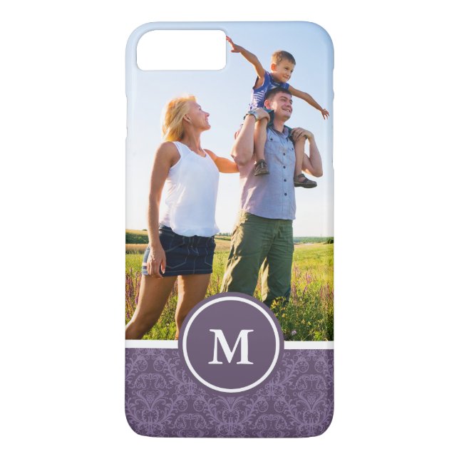 Kundenspezifisches Foto u. Monogramm-lila Case-Mate iPhone Hülle (Rückseite)