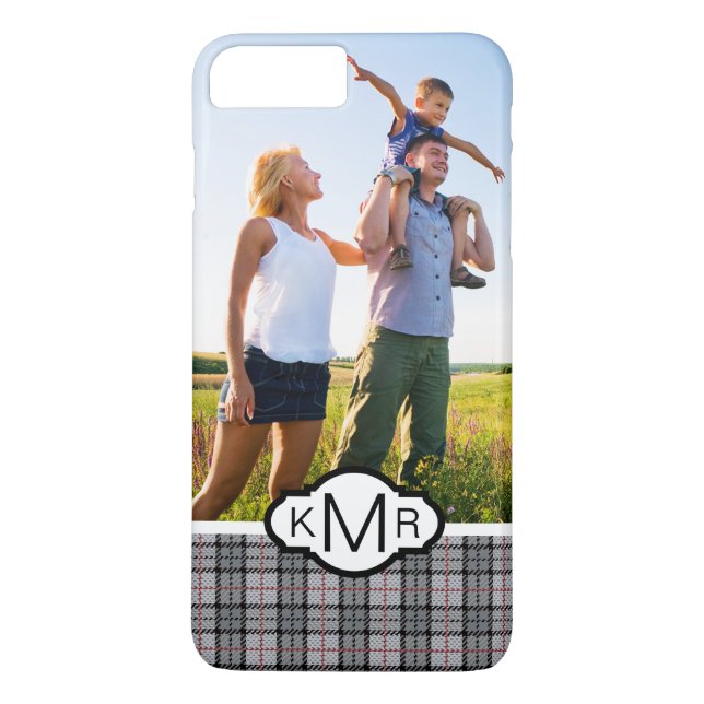 Kundenspezifisches Foto u. Monogramm-Pixel kariert Case-Mate iPhone Hülle (Rückseite)