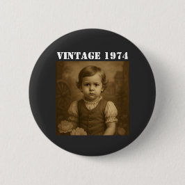 Kundenspezifisches Foto und Jahr Vintag Personalis Button