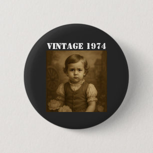 Kundenspezifisches Foto und Jahr Vintag Personalis Button