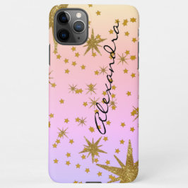 Kundenspezifisches Foto und Name Glitzern goldene  iPhone 11Pro Max Hülle