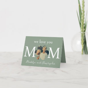 Kundenspezifisches Foto Wir Liebe Sie Mama Grünen Feiertagskarte