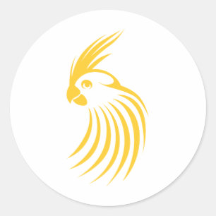 Kundenspezifisches gelbes Cockatiel-Logo Runder Aufkleber
