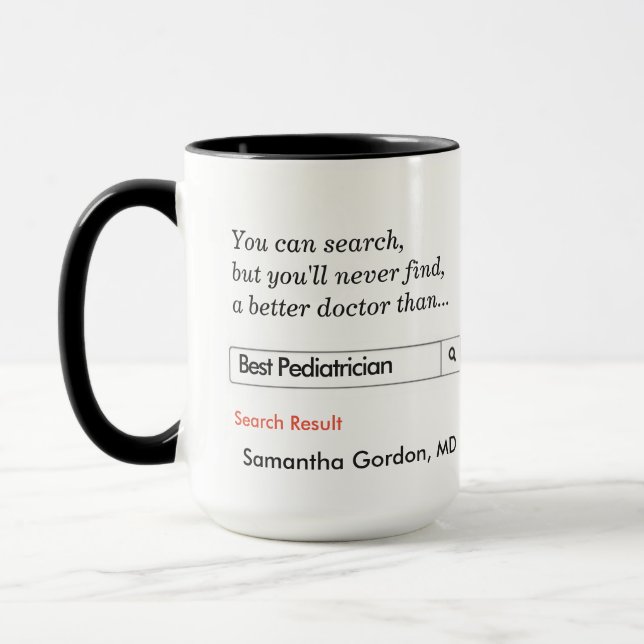 Kundenspezifisches Geschenk für Kinderarzt Tasse (Links)