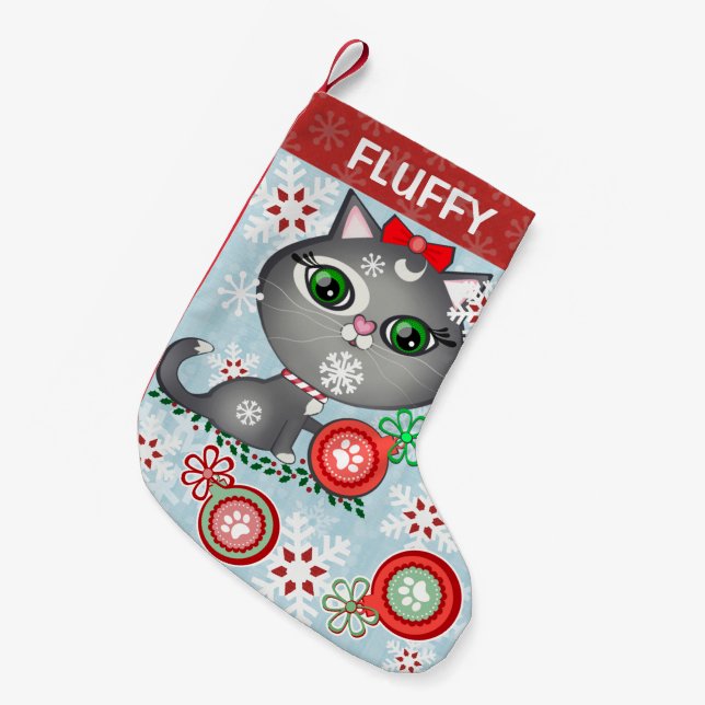Kundenspezifisches Haustiergrauer Kleiner Weihnachtsstrumpf (Vorderansicht (hängend))