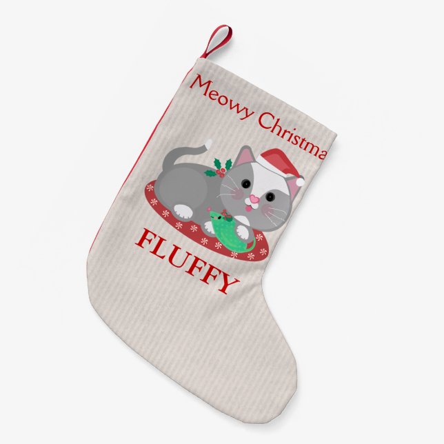 Kundenspezifisches Haustiergrauer Kleiner Weihnachtsstrumpf (Vorderansicht (hängend))